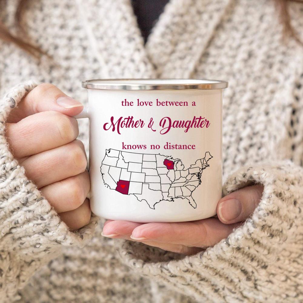 Wisconsin Arizona The Love Between A Mother And Daughter Gift For Mother’s Day 11oz, 15oz Ceramic Mug, 12oz Campfire Mug