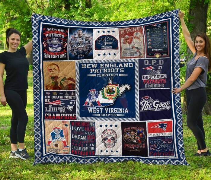 New England Patriots West Virginia 3D Quilt Blanket, Fleece Blanket