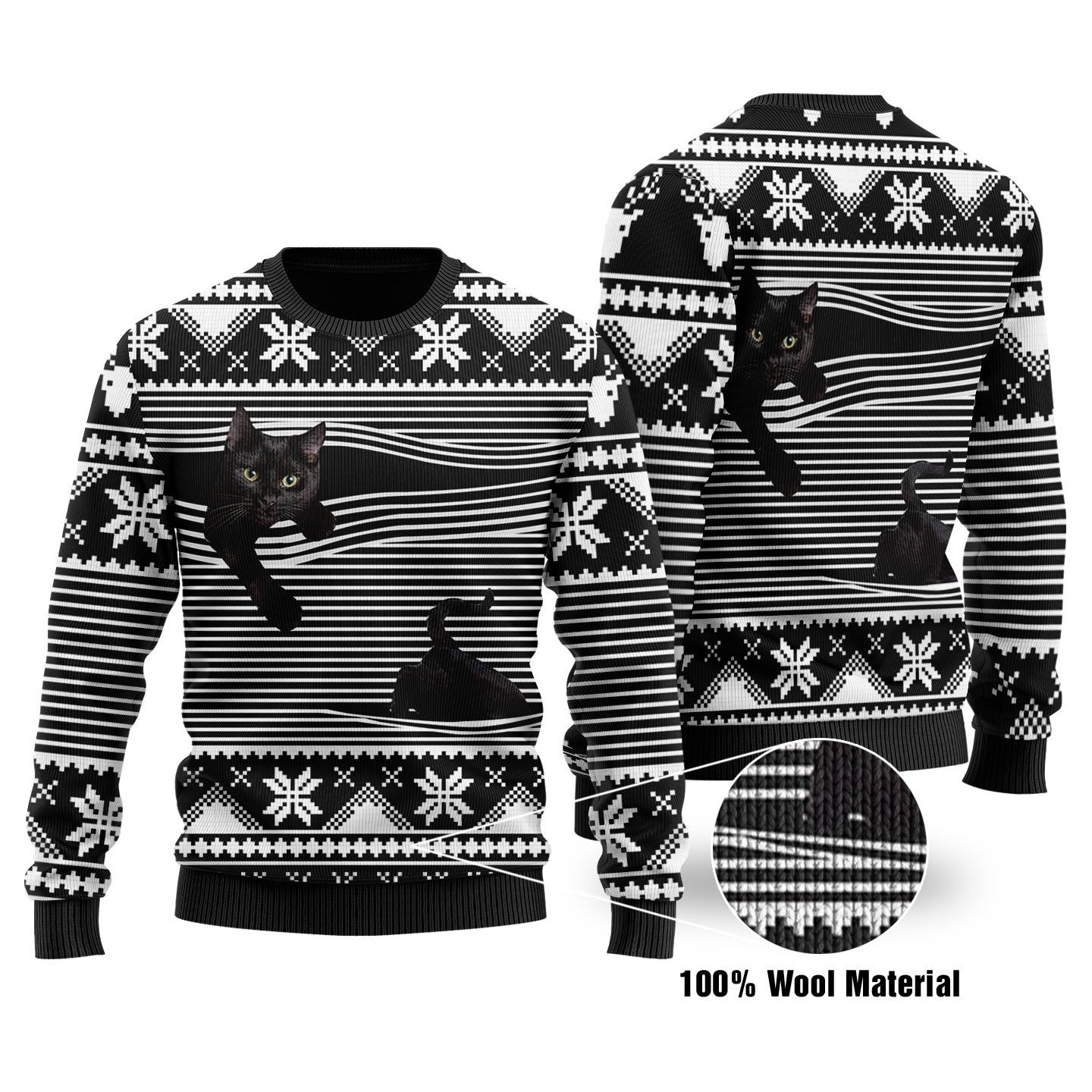 Black Cat Ugly Christmas Sweater | Unisex | Adult | Us1709