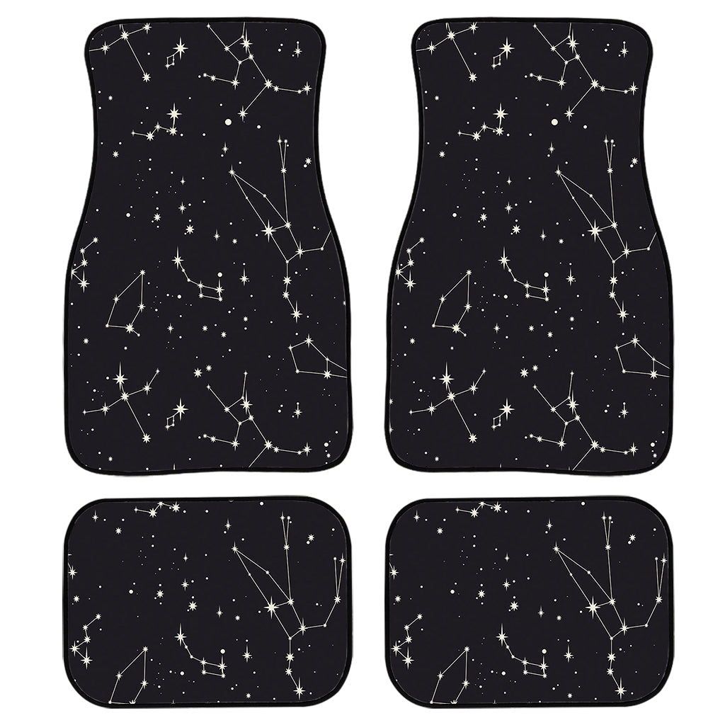 Black And White Zodiac Stars Print Front And Back Car Floor Mats, Front Car Mat