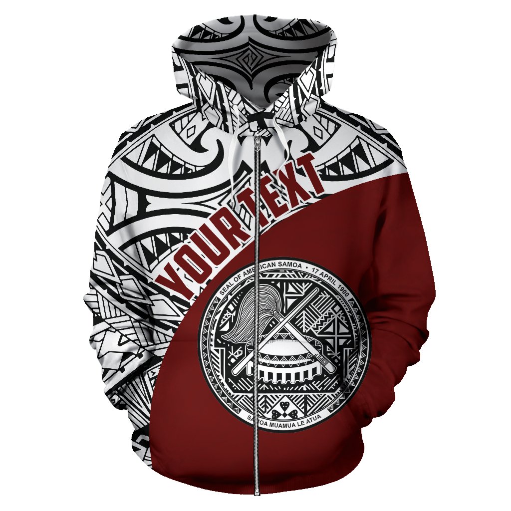 American Samoa Zip Hoodie Coat Of Arms Polynesian Wave (Custom) TH5