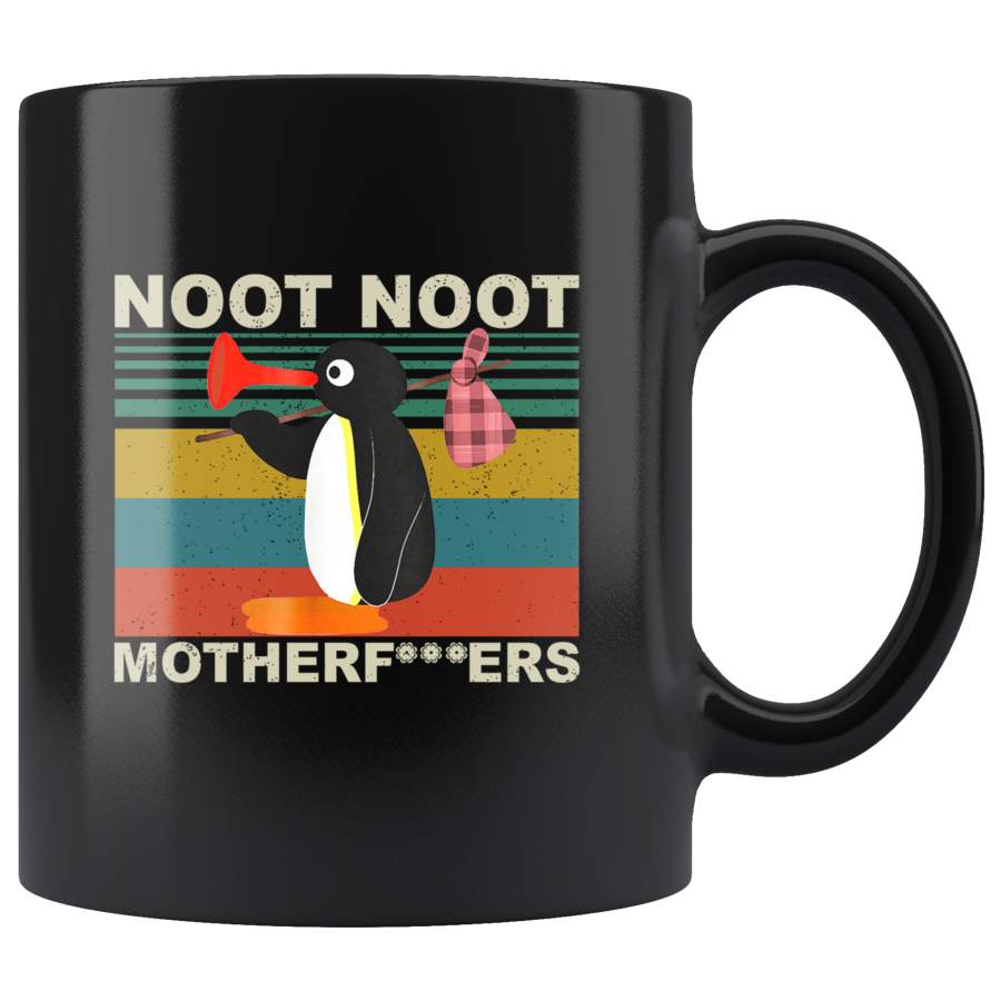 Penguin Pingu noot noot motherfuck vintage retro black coffee mug