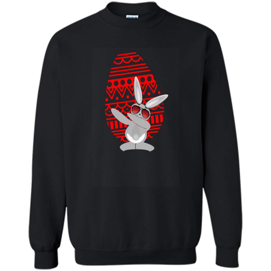 Dabbing Hip Hop Bunny Easter Egg Shirt Dab Rabbit Dance Printed Crewneck Pullover Sweatshirt 8 oz