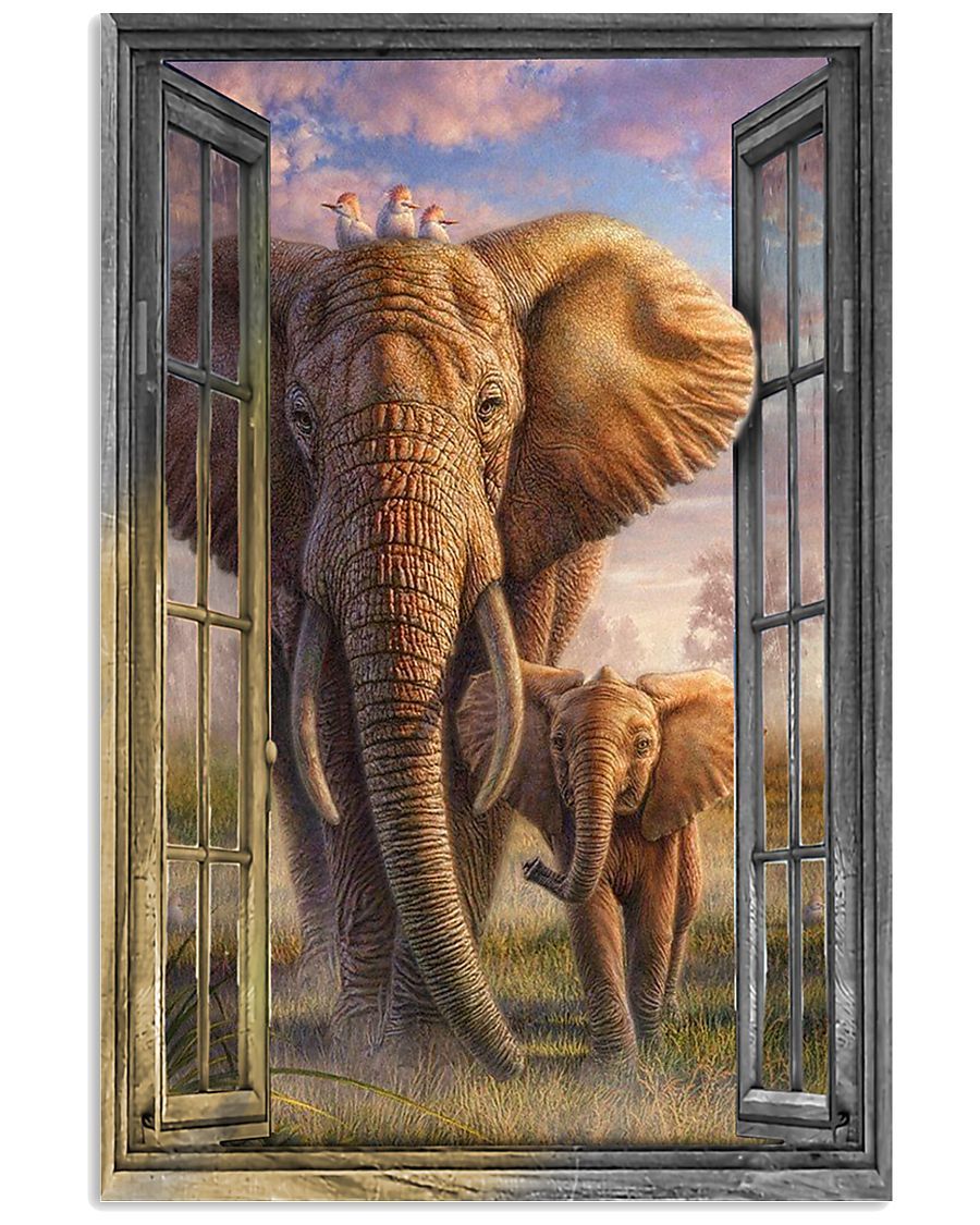 Elephant Window View Poster Poster And Canvas, Wall Decor, Wall Art, Canvas Instructure, Wall Art, Poster Store, Wall Decals, Canvas Wall Art