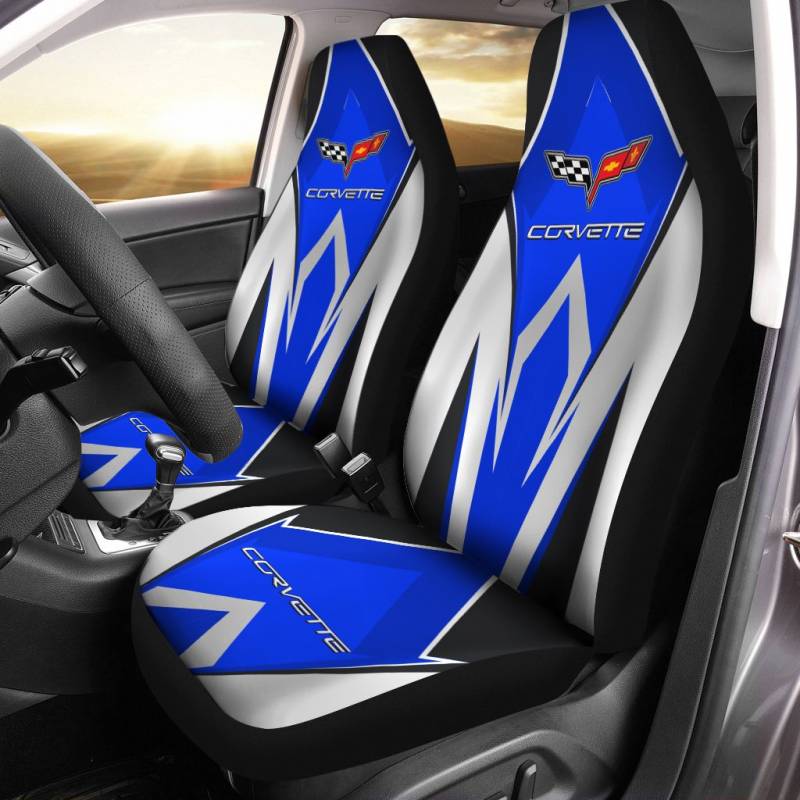 Chevrolet Corvette VTH Car Seat Cover (Set of 2) Ver 1 (Blue)