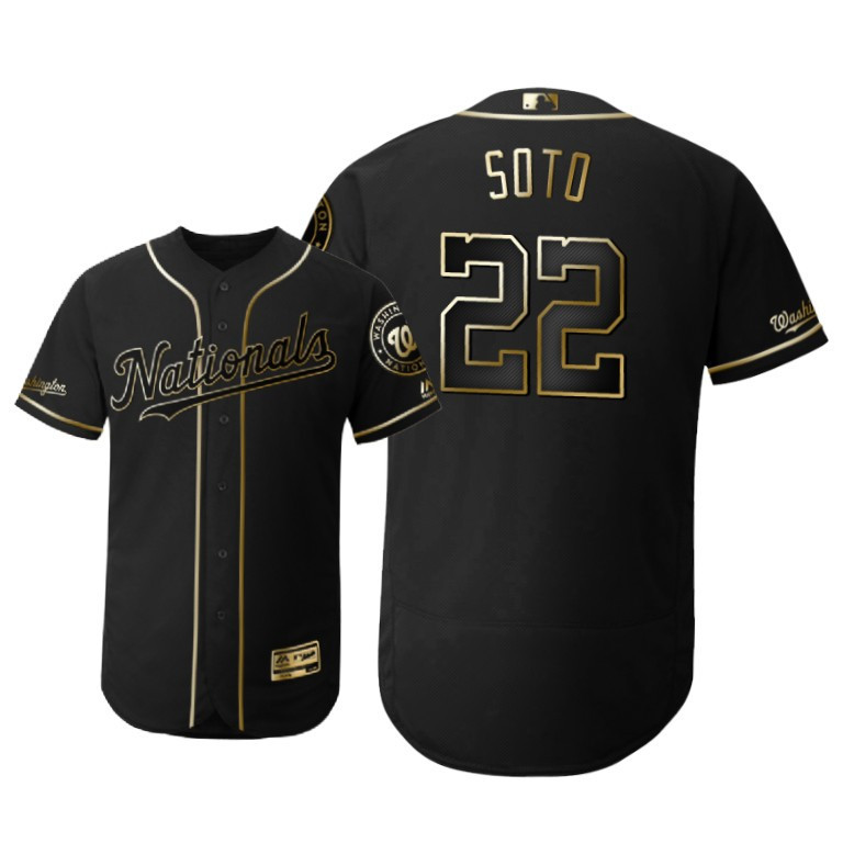 Washington Nationals #22 Juan Soto MLB 2019 Golden Brandedition Black Jersey Gift For Nationals Fans