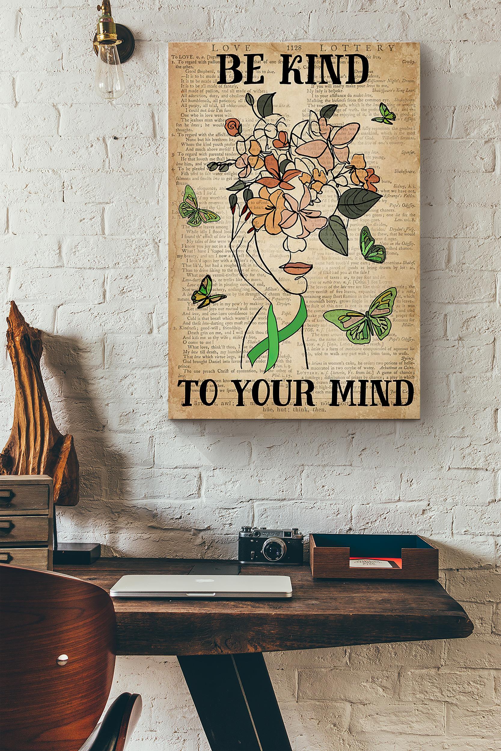 Flower Green Ribbon Be Kind To Your Mind Dictionary Poster Wrapped Canvas