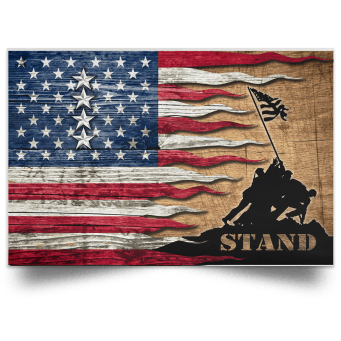 US Army O-10 General O10 GEN General Officer Stand For The Flag Satin Landscape Poster