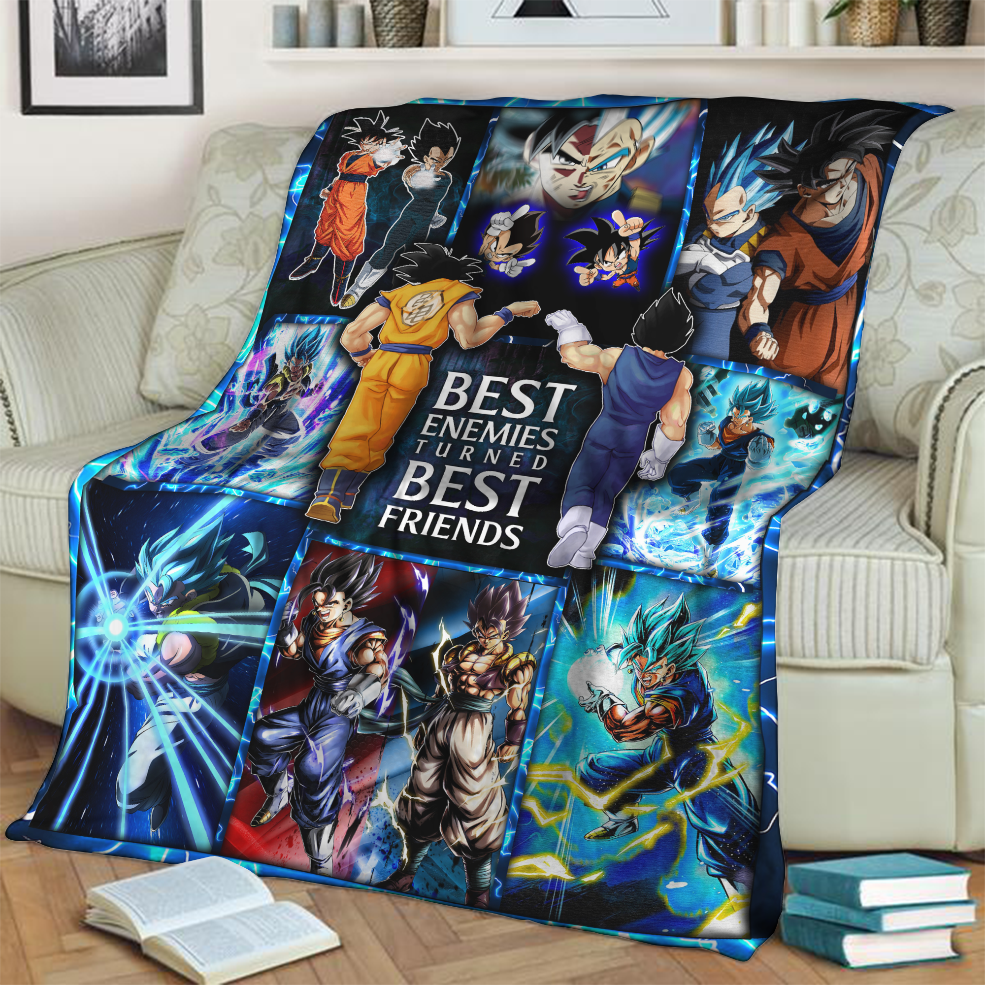 Dragon Ball Goku Vegeta Friendship And Gogeta Vegito Fushion 3D Throw Blanket