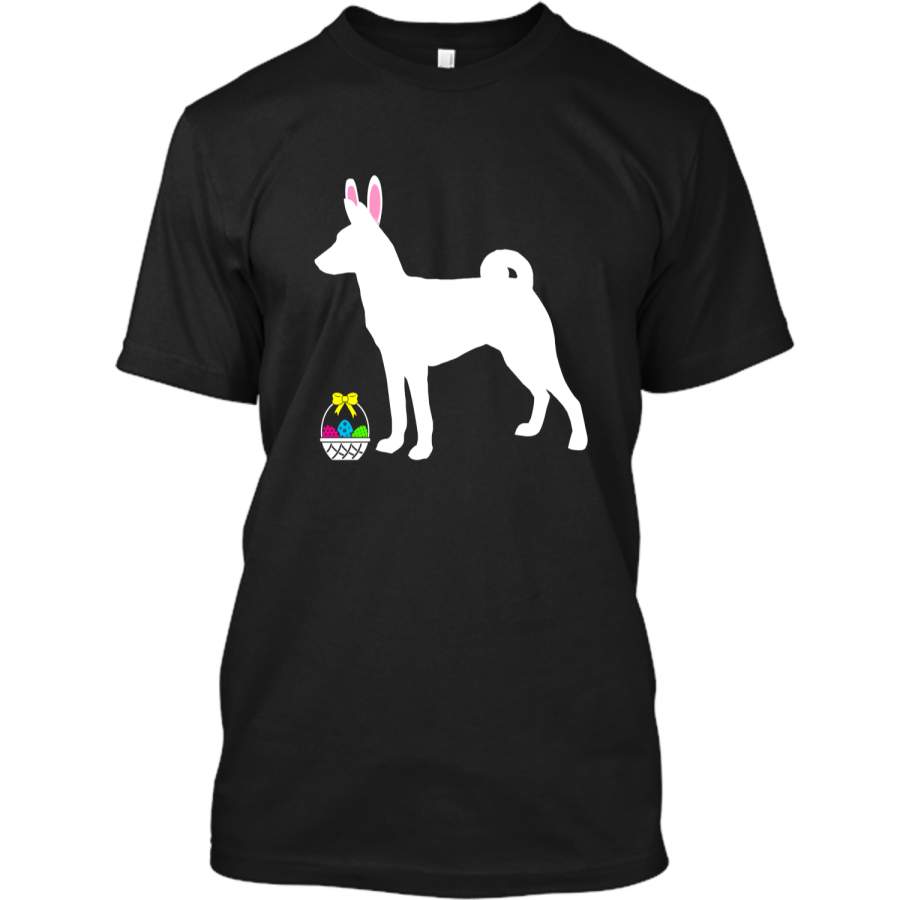 Basenji Easter Bunny Dog Silhouette T-Shirt Custom Ultra Cotton