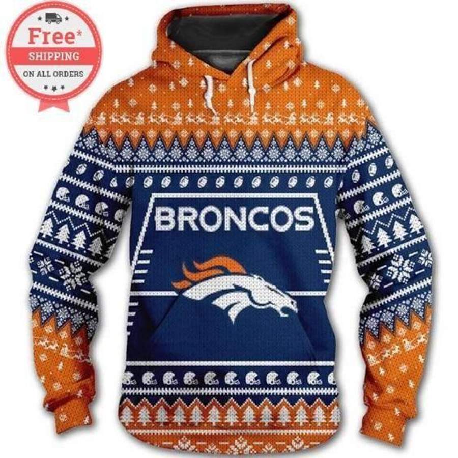 Denver Broncos Christmas Hoodie Unisex 3D All Over Print