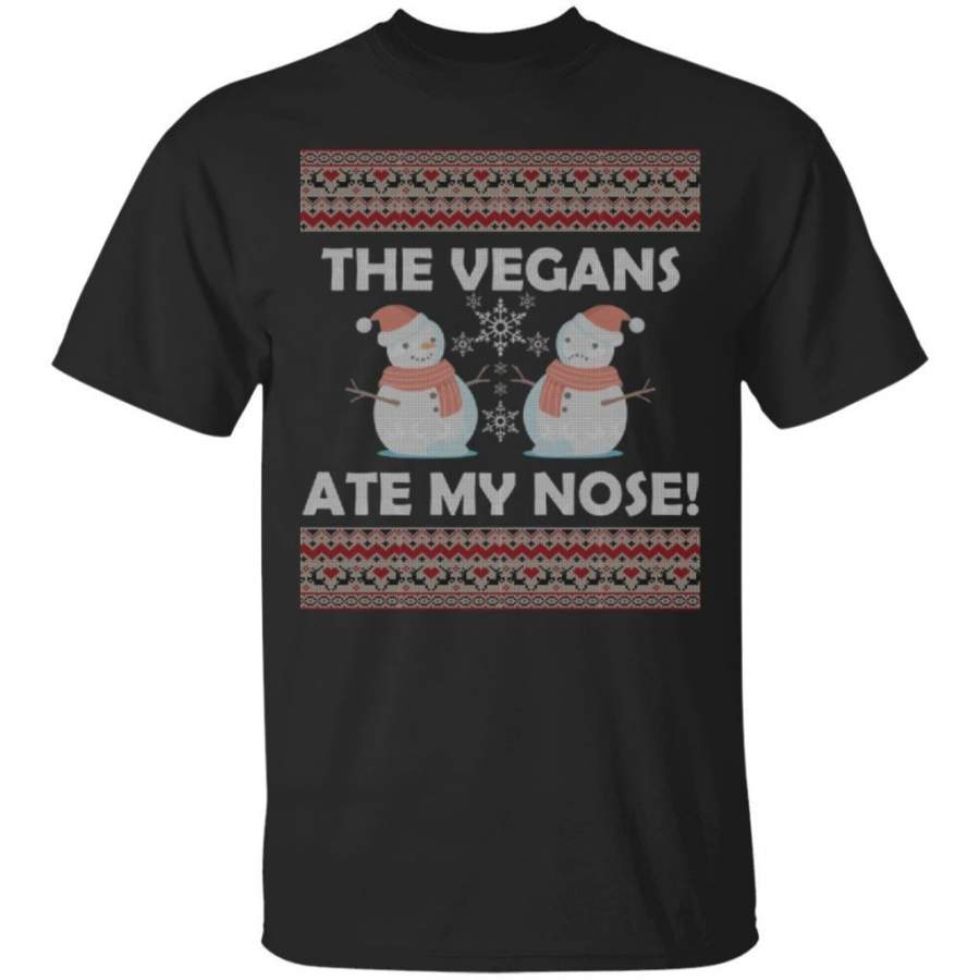 The Vegan Ate My Nose – Ugly Christmas Style Knit T-Shirt