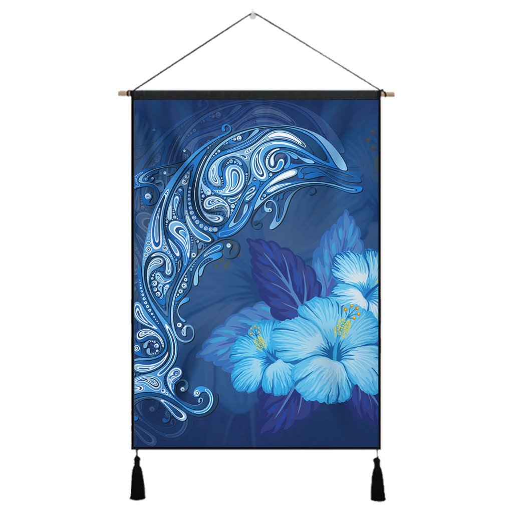 Hawaiian Dolphin Hibiscus Tropic Blue Polynesian Hanging Poster – AH – J4R