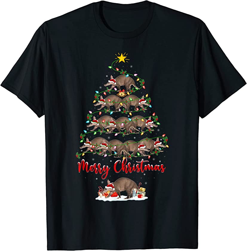 Aardvark Animal Lover Matching Santa Aardvark Christmas Tree T-Shirt