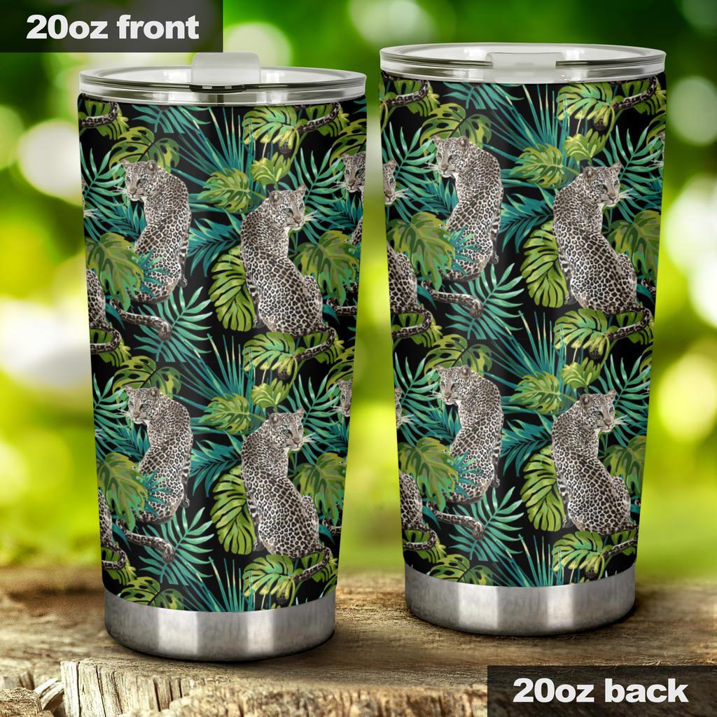 Leopard Leaves Pattern Tumbler