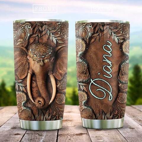 Wooden Style Elephant Personalized Kd2 Stainless Steel Tumbler, Personalized Tumblers, Tumbler Cups, Custom Tumblers