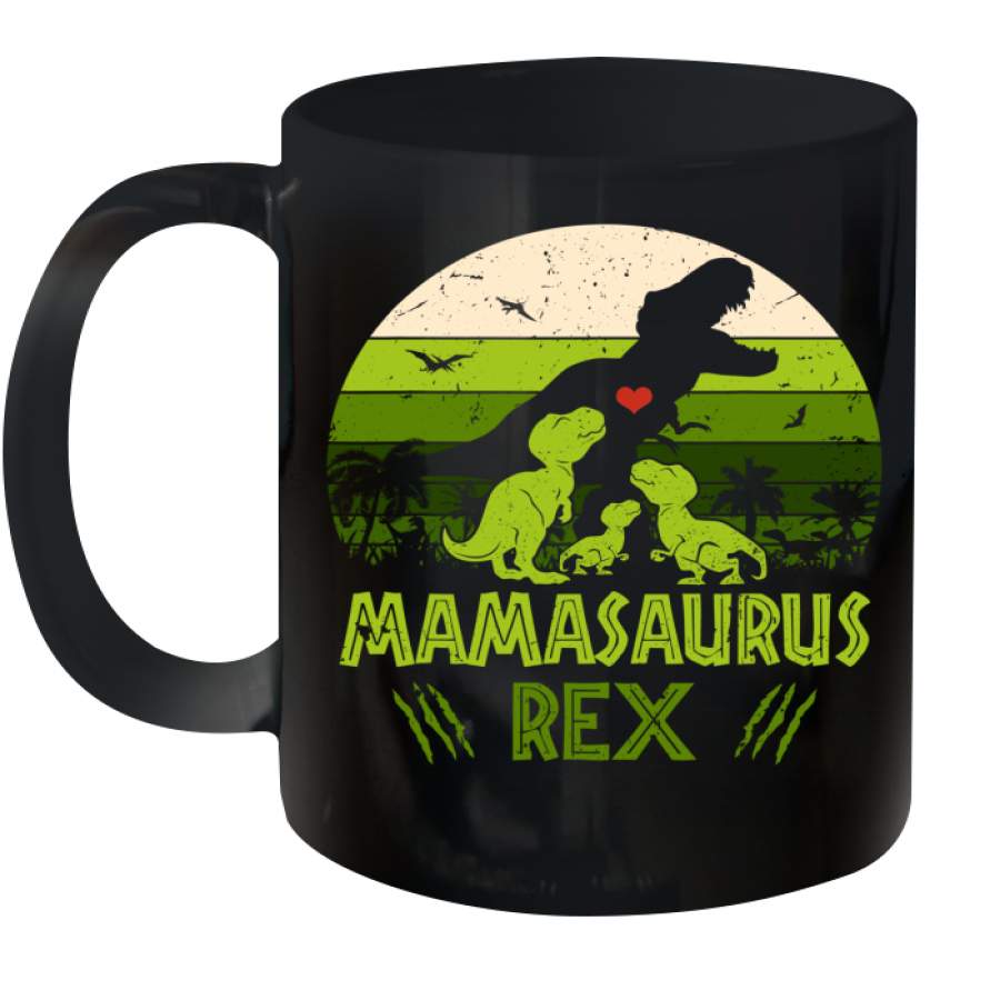 Vintage Retro 3 Kids Mamasaurus Dinosaur Mother’s Day Gift Mug