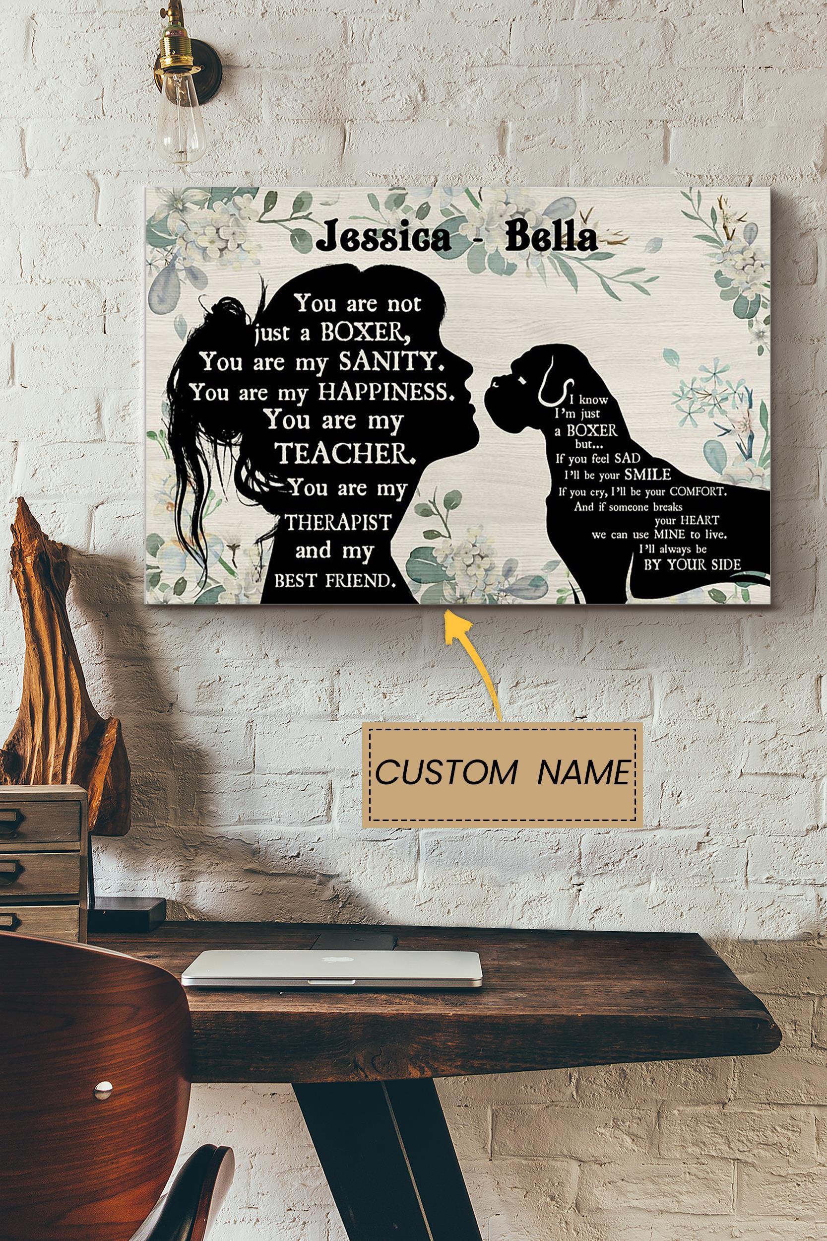 Boxer Girl Therapist Best Friend Personalized Poster – Animal Wall Art – Gift For Dog Lover Dog Foster Puppy Fan Poster