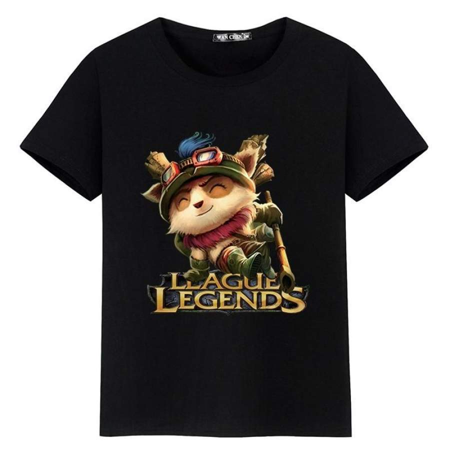 Men S  T-Shirt League of Legends Teemo Short Sleeve  Cotton   Round Neck T Shirts Casual Summer Fashion Dress Printed Tops