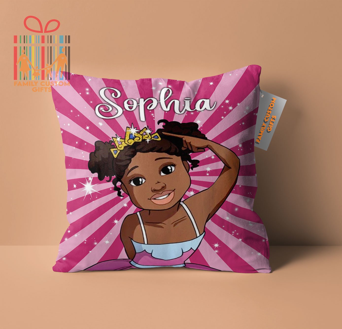 Customized Pillow Black African American Cool Girl Personalized Gift Pillow – Gift for Girls – Canvas Pillow
