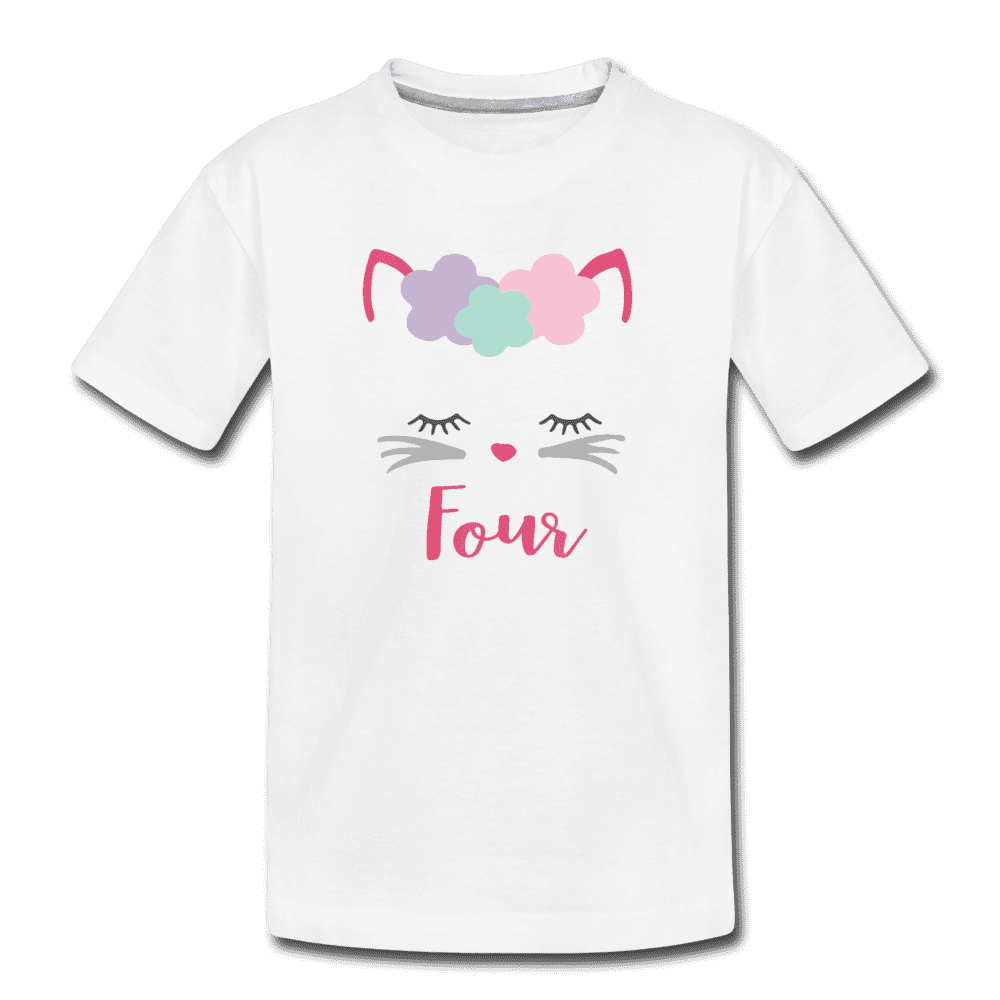 Kitty Cat 4Th Birthday Party Shirt, Cute Kitten Birthday Girl Outfit, Premium Kids T-Shirt