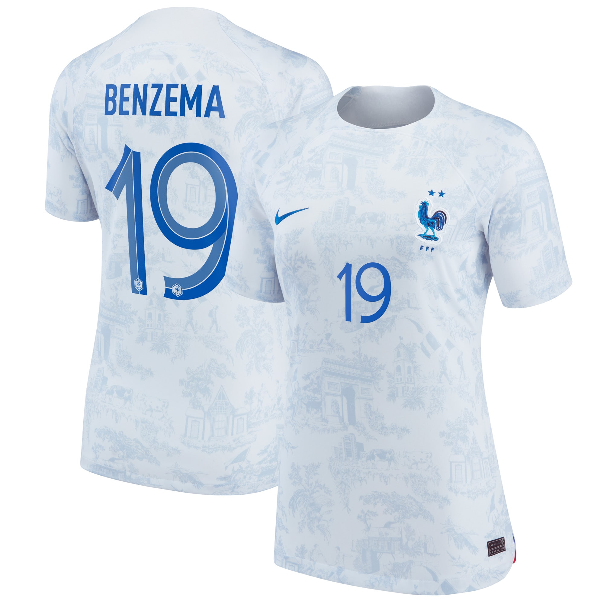 Karim Benzema France National Team Women's 2022/23 Away Breathe Stadium Replica Player Jersey – White