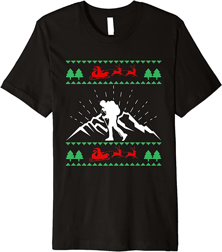 Ugly Christmas Hiking Hiker X-Mas Santa Claus New Year Premium T-Shirt