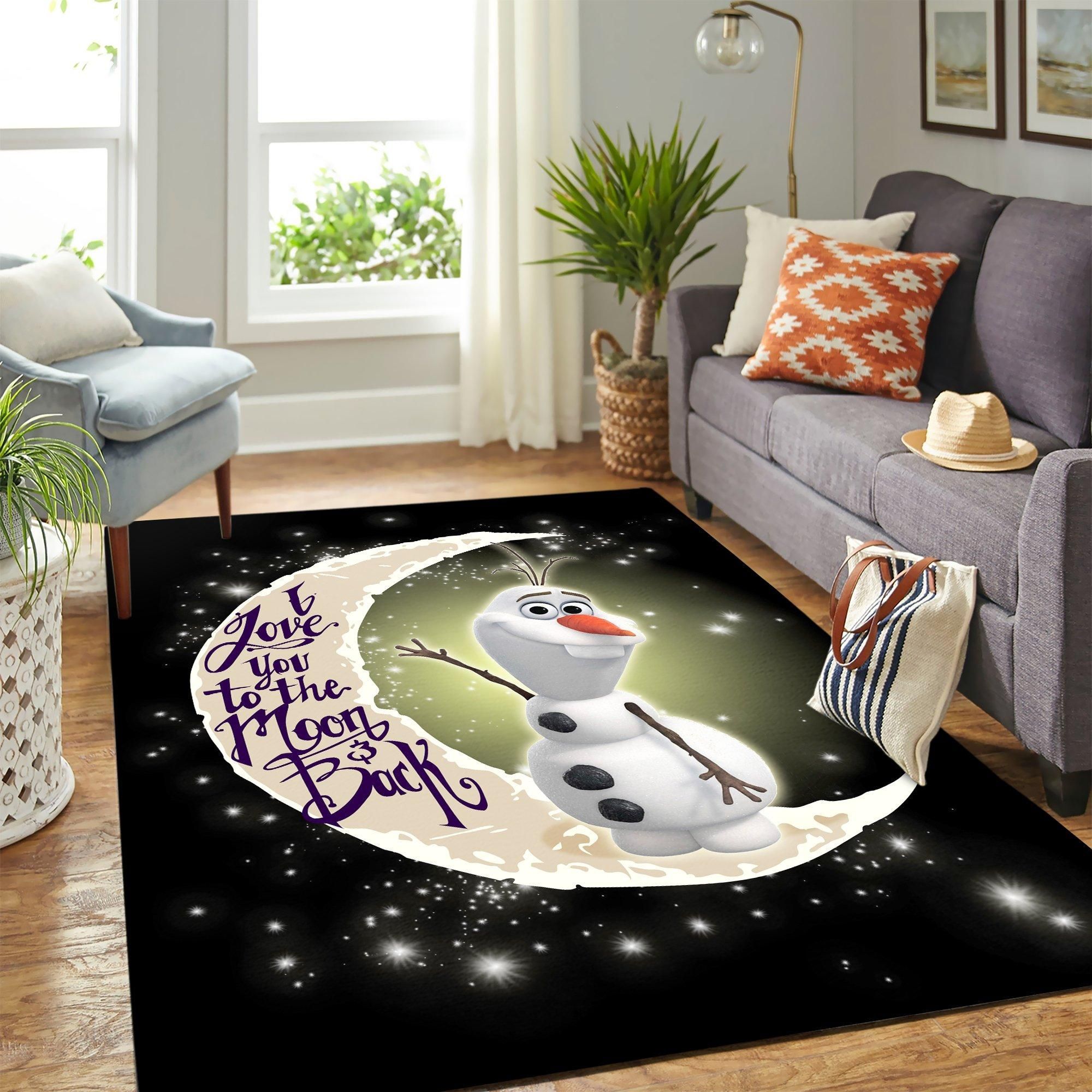 Olaf Frozen Cute Moon And Back Carpet Area Rug – Home Decor – Bedroom Living Room Décor