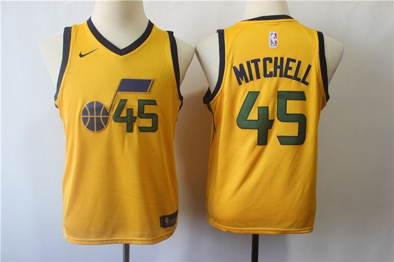 Utah Jazz Donovan Mitchell #45 NBA 2020 New Arrival Yellow Jersey