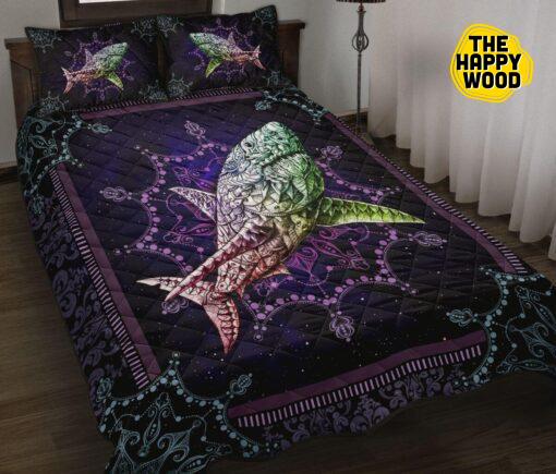 Shark Mandala Purple Quilt Bed Set And Pillow Covers