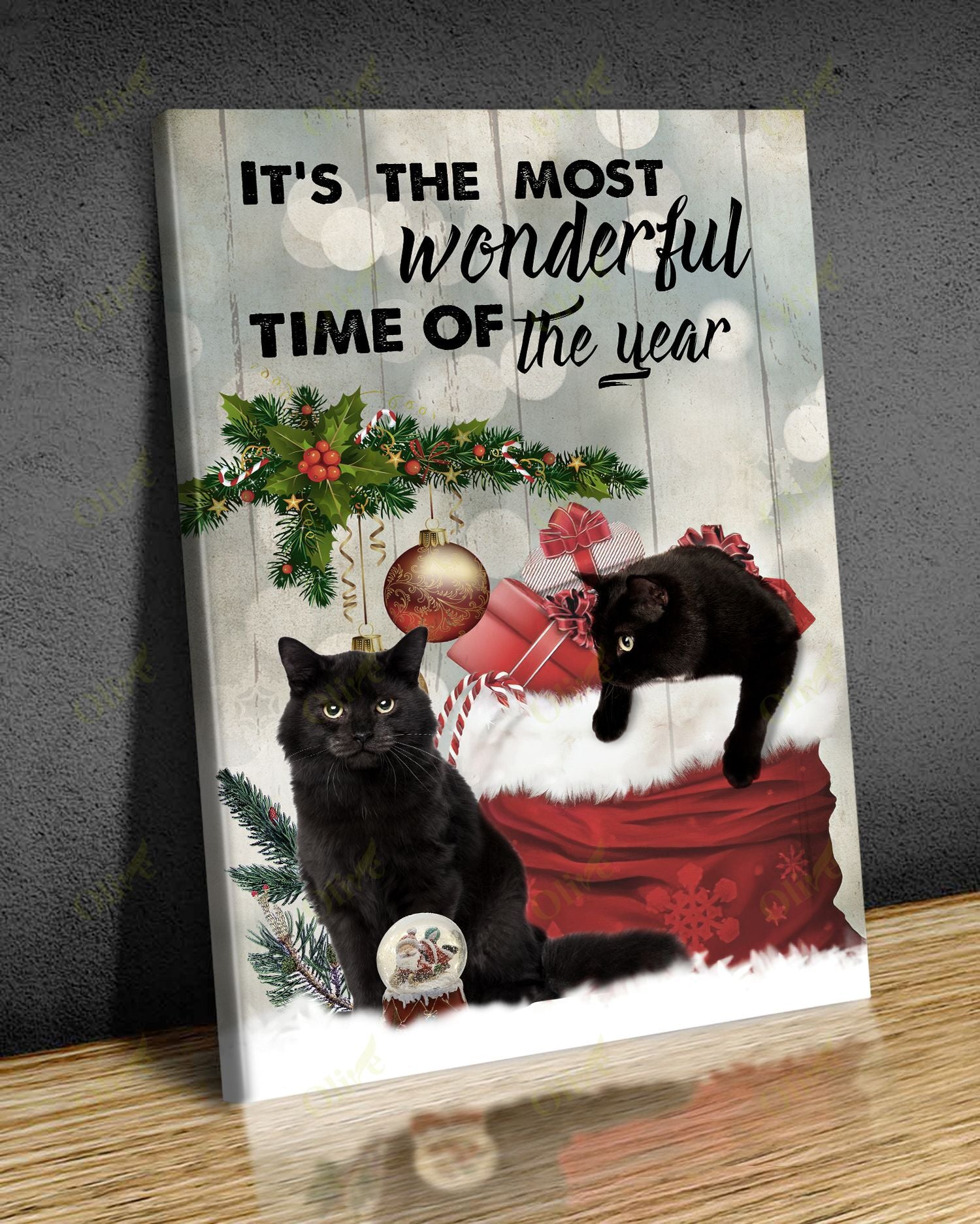 Black Cat – Wonderful Time Of The Year Canvas Wall Art Home Decor