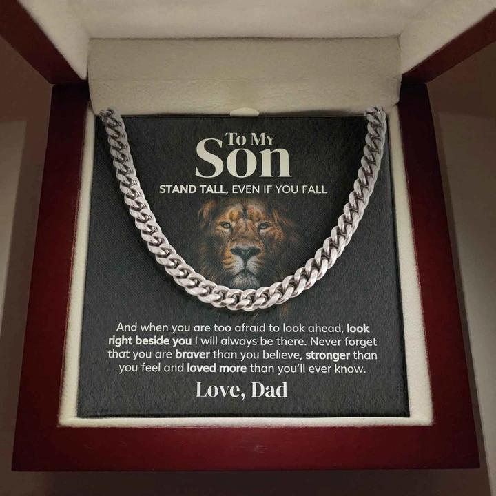 To My Son – Stand Tall From Dad | Cuban Link Chain Necklace