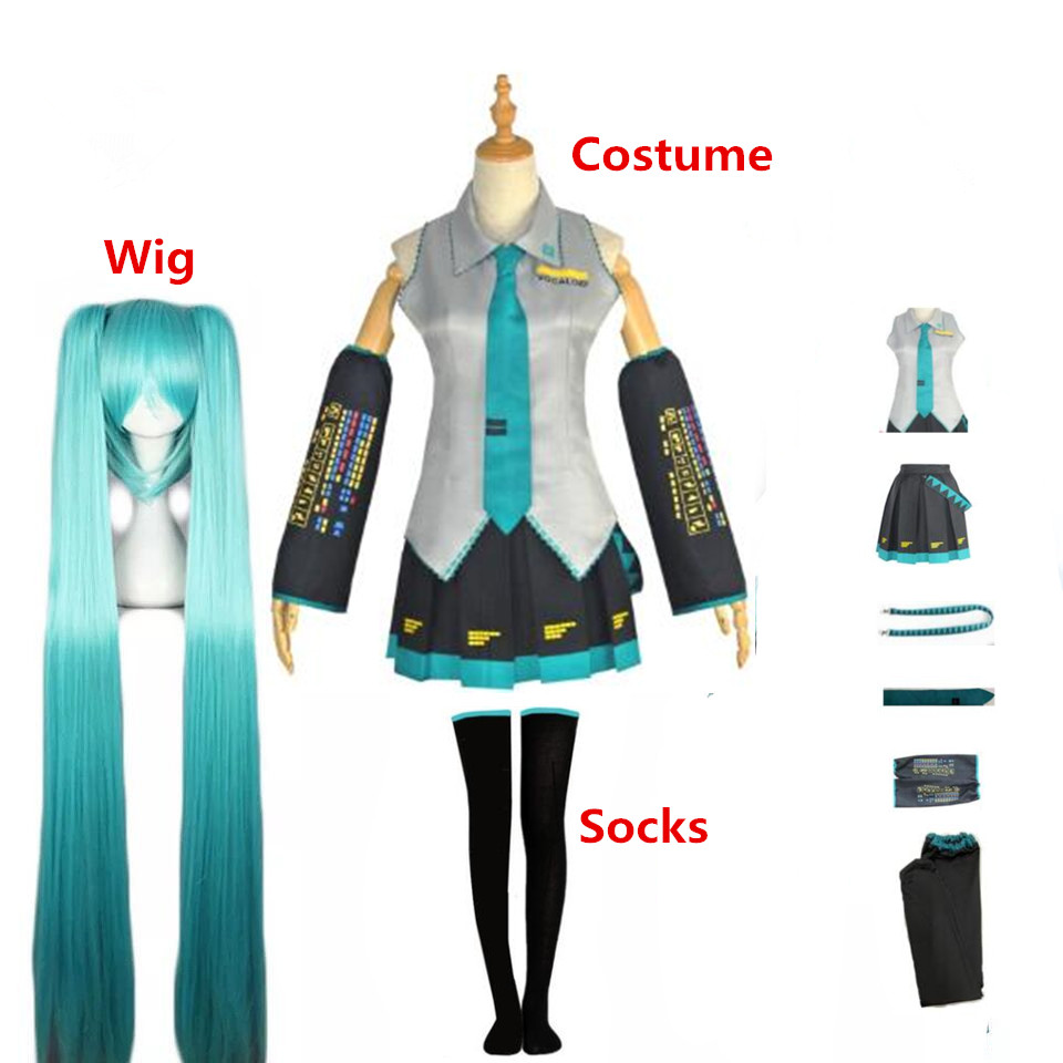 Anime Miku Cosplay Costume Japan Midi Dress Female Outfits For Halloween New Year Party Suits Wig alx