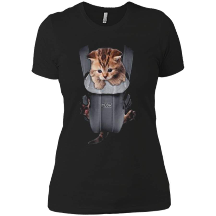 Meow Cat Kitten Carrier  Next Level Ladies Boyfriend Tee