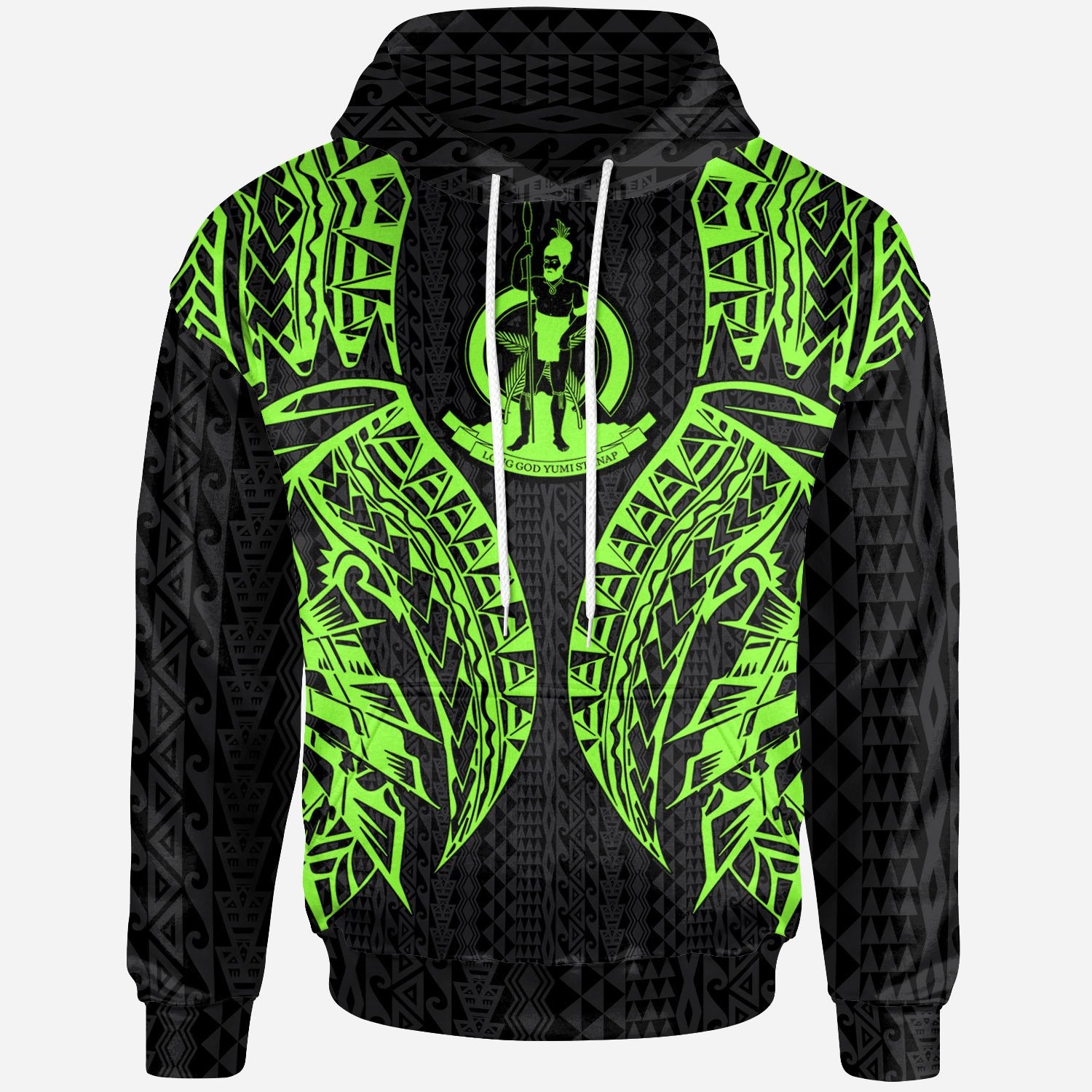 Vanuatu Hoodie – Polynesian Lion Head Green Style