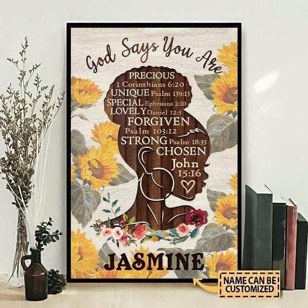 Wall Art Canvas Prints Poster Black Girl God Says You Are Pt001