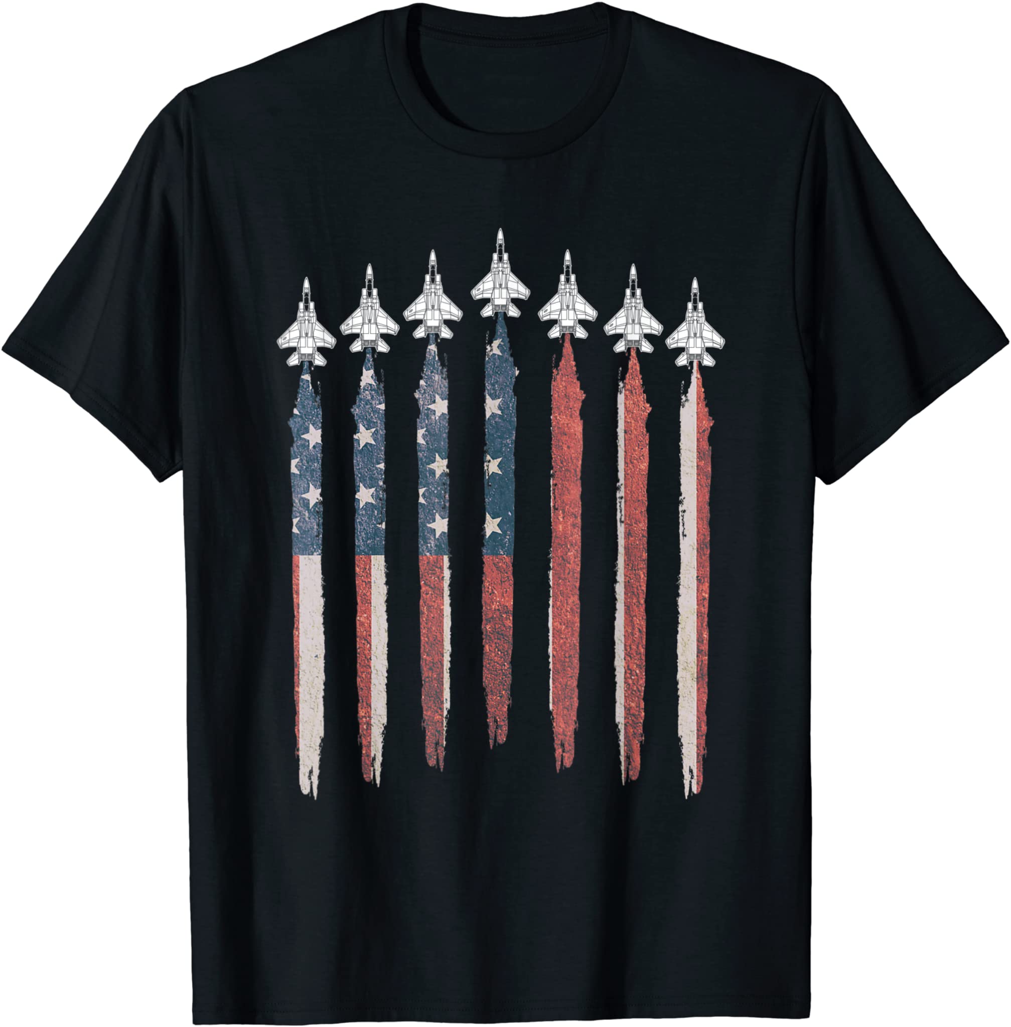 F15 Eagle Fighter Jet USA Flag Airplane F-15 4th Of July T-Shirt