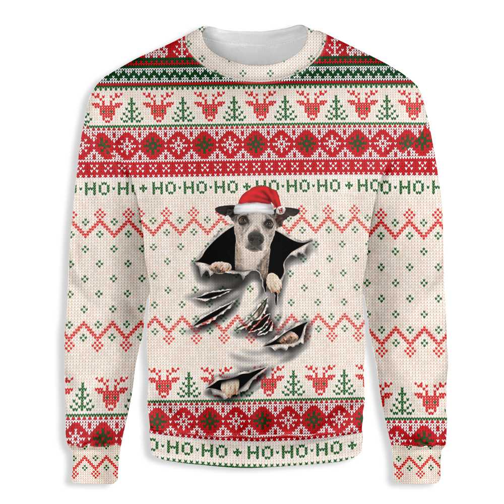 Whippet Unisex Ugly Christmas Sweater, All Over Print Sweatshirt