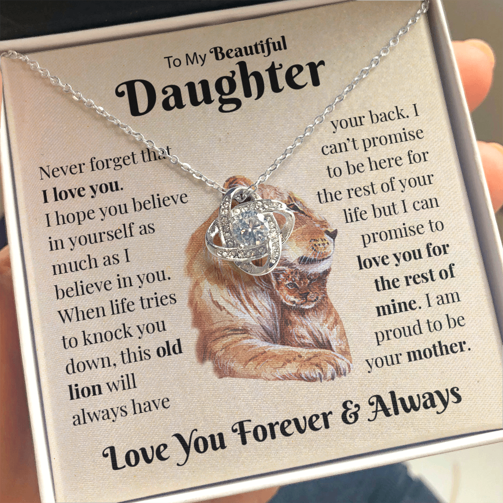 To My Beautiful Daughter Necklace Gift, Old Lion T0134