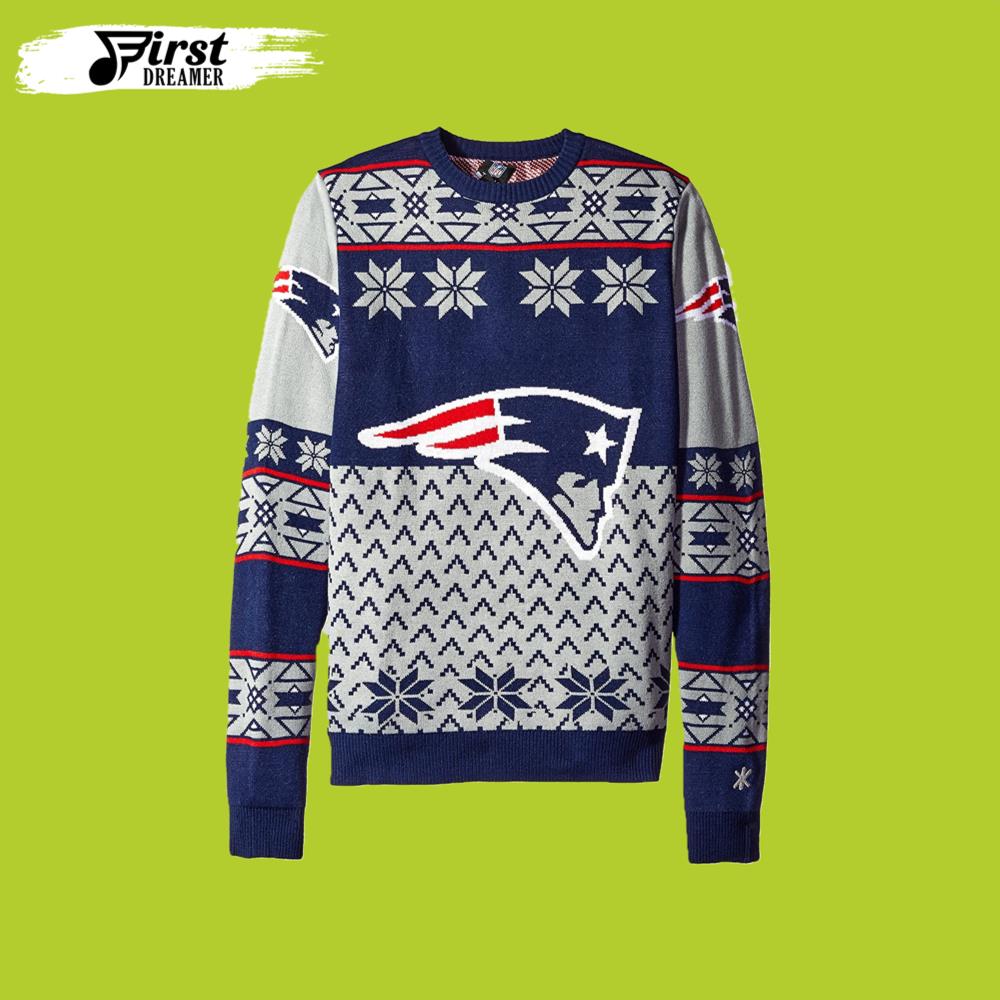 Navy And Grey New England Patriots Gift For Fan Ugly Wool Sweater Christmas