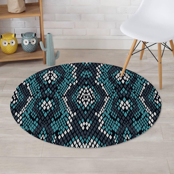 Blue Snakeskin Round Rug