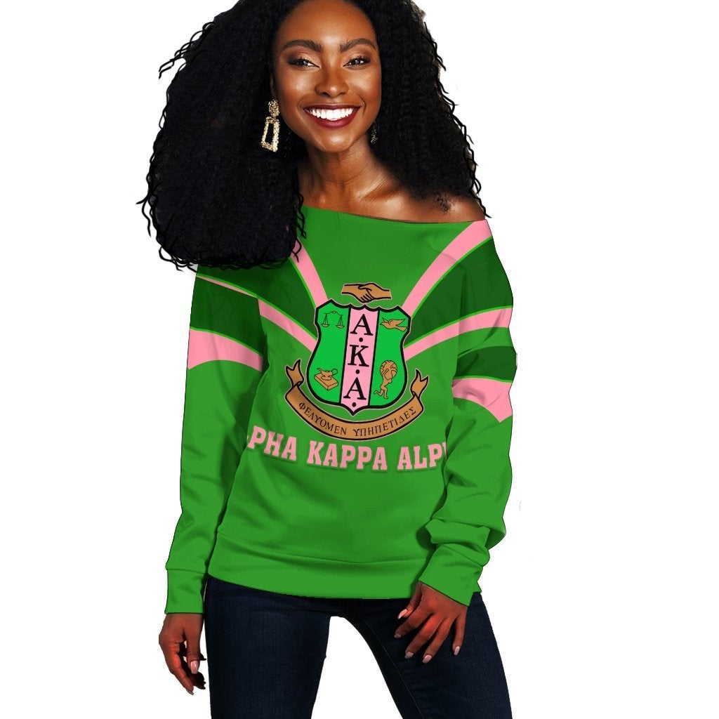 Alpha Kappa Alpha Women Off Shoulder Sweatshirt Tusk Style