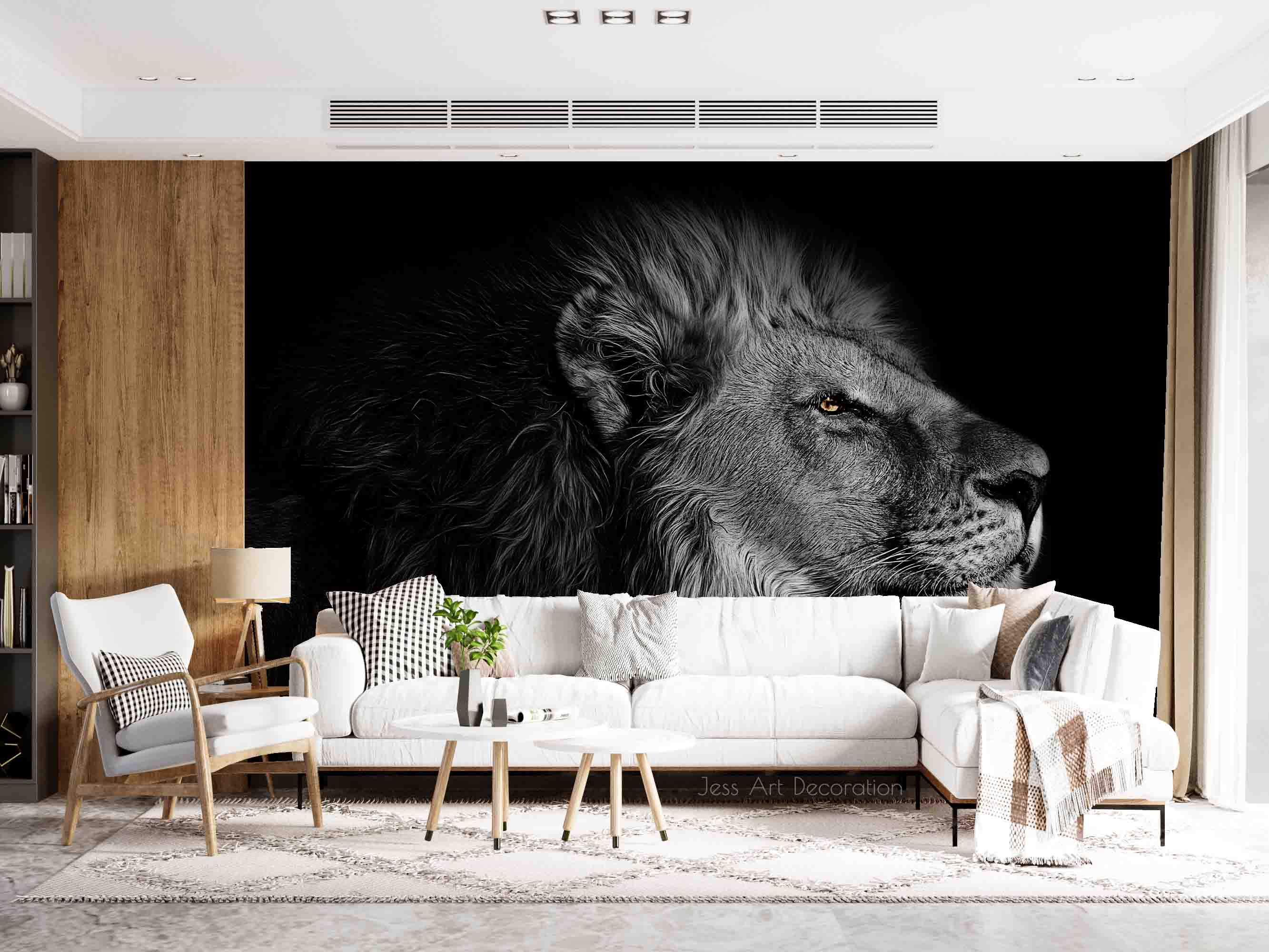 3D Black Lion Avatar Pattern Wall Mural Wallpaper Gd 3162