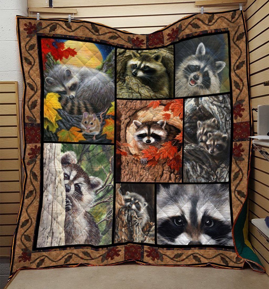 Raccoon Behind Tree  Raccoon  Animal  Quilt Blanket