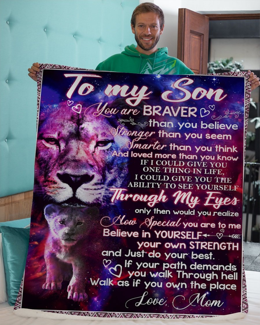 0001 To My Son Lion Love Mom Blanket Fleece Blanket – Quilt Blanket