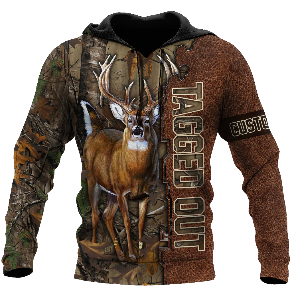 Personalized Deer Hunting 3D Hoodie For Him Her, Tagged Out Deer Hunting Hoodies