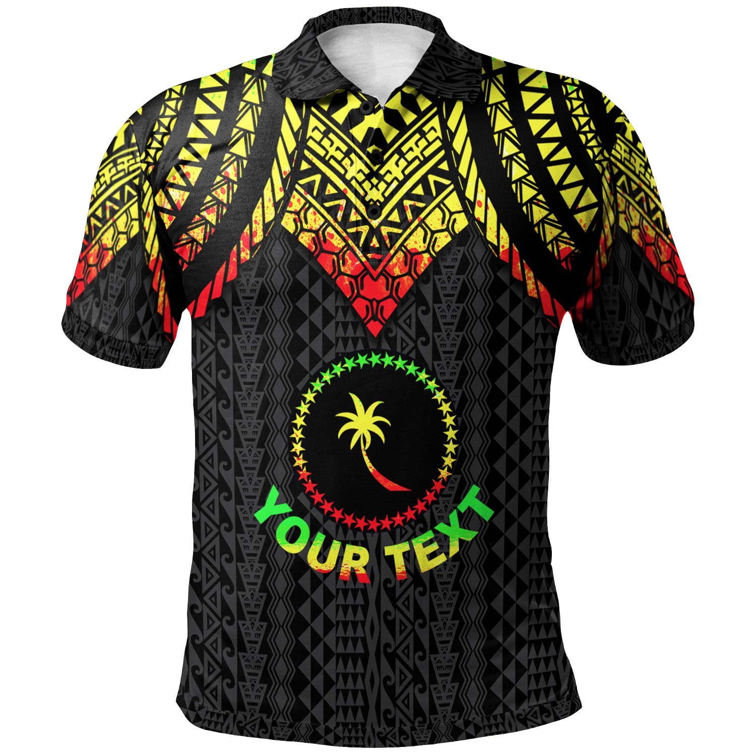 Chuuk Custom Personalised Polo Shirt – Polynesian Armor Style Reagge – BN39