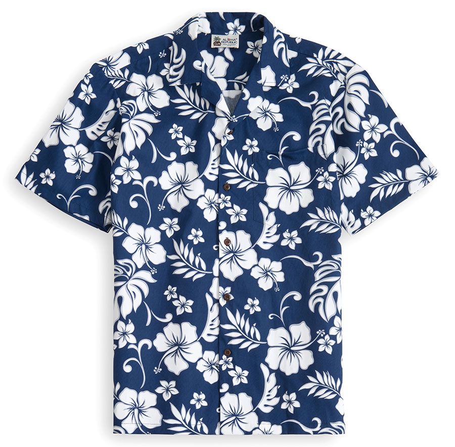 Hibiscus Mania Blue White Amazing Design Hawaii Shirt Ha105347