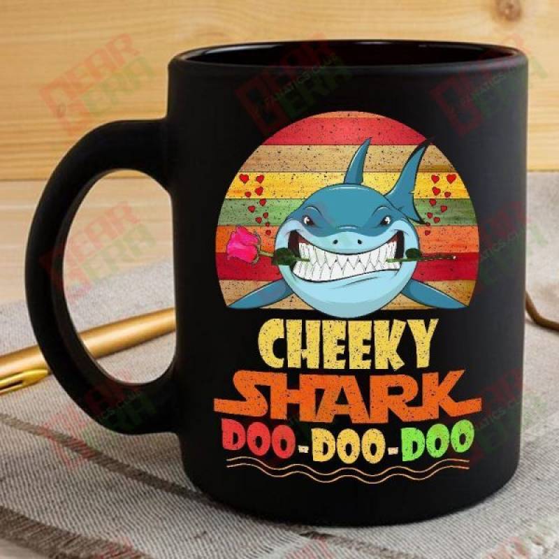 Vintage Cheeky Shark Doo Doo Doo Coffee Mug Retro Shark And Rose Womens Custom Father’s Day Mother’s Day Gift Idea GE757