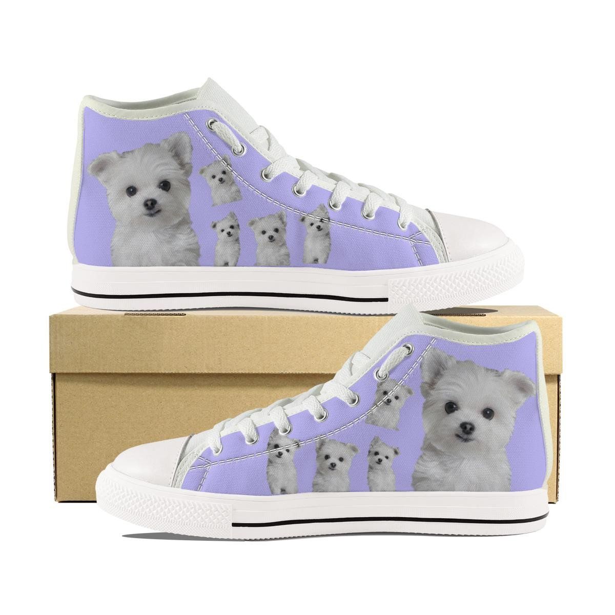 Maltese Puppy Canvas High Top Shoes